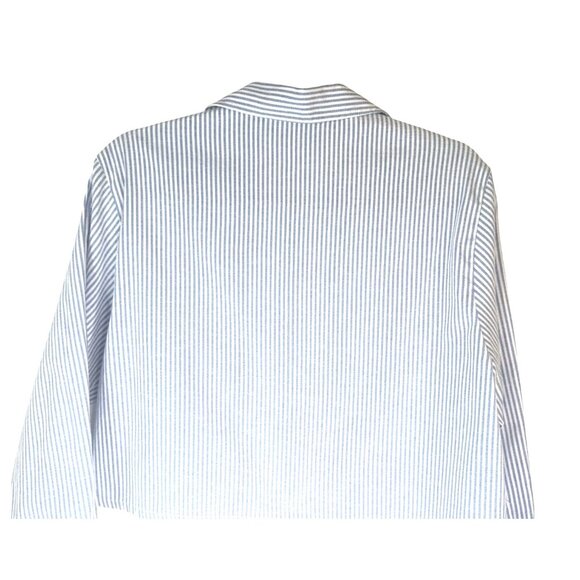 2/$30 ZARA Womens Small Blue & White Striped Long Sleeve Cropped Shirt - Picture 9 of 12